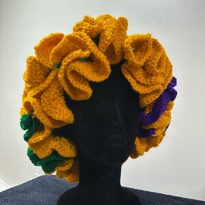 Vibrant Crochet Ruffle Hat